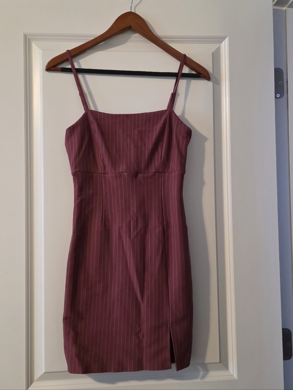 Pinstripe Minidress Front Slit Womens L Rose Forever 21 Y2k Grunge Academia Vibe